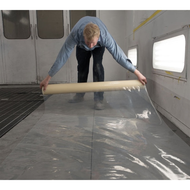 RBL 421 Spray Booth Floor 48 x 200′ Roll Self-Adhering, Heavy-Duty Clear Plastic