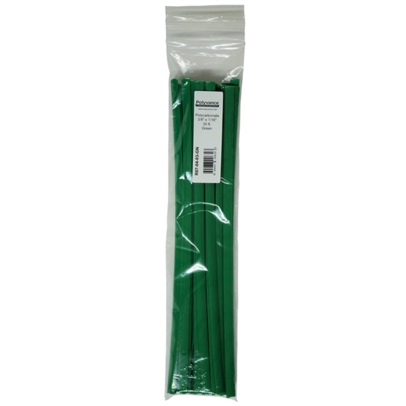 Polyvance R07-04-03-GN Green Polycarbonate Rod,3/8 x 1/16, 30 FT