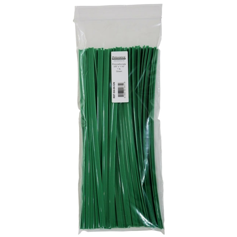 Polyvance R07-04-04-GN Green Polycarbonate Strip, 3/8 x 1/16, 1 lb.
