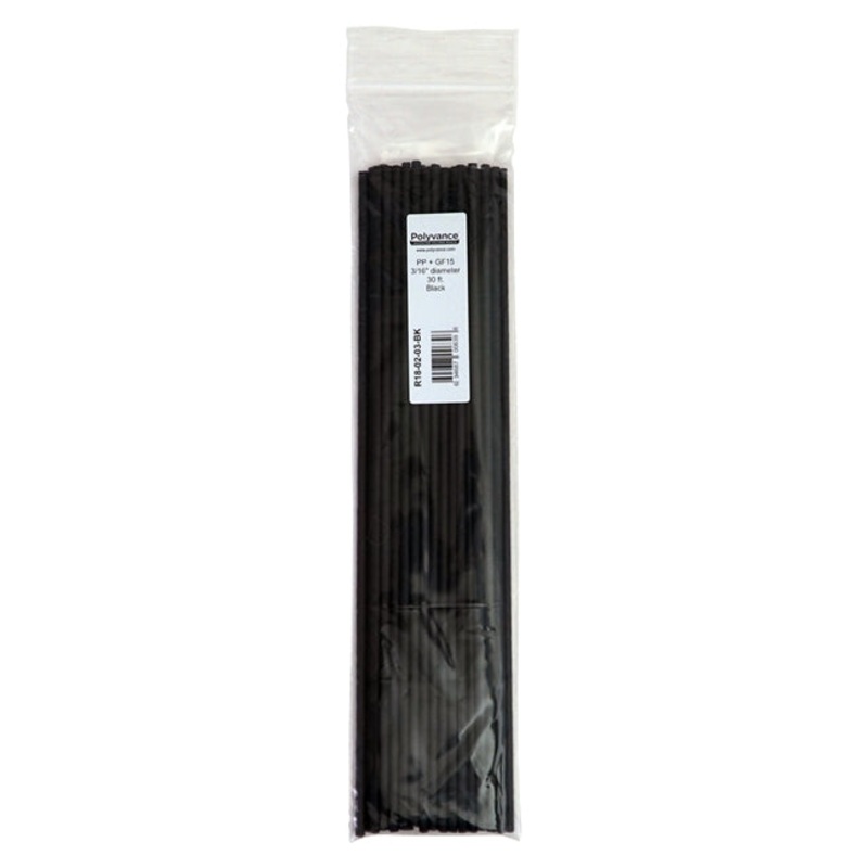 Polyvance R18-02-03-BK Black PP+ 15% Glass Fiber Rod, 3/16, 30 ft