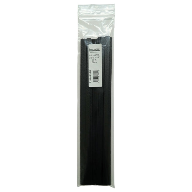 Polyvance R18-04-03-BK Polypropylene + 15% Glass Fiber Rods, 3/8×1/16, 30 ft, Black