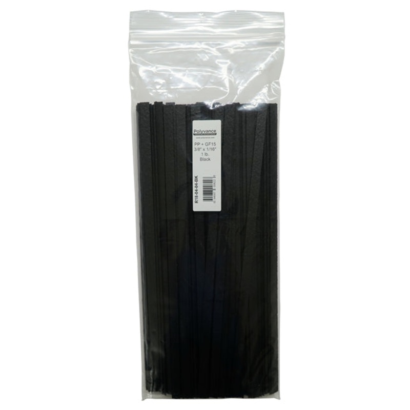 Polyvance R18-04-04-BK Polypropylene + 15% Glass Fiber Rods, 3/8×1/16, 1 lb, Black