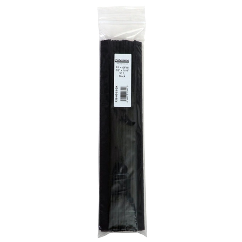 Polyvance R18-05-03-BK Black Polypropylene + 15% Glass Fiber Rod, 5/8×1/16, 30 ft.