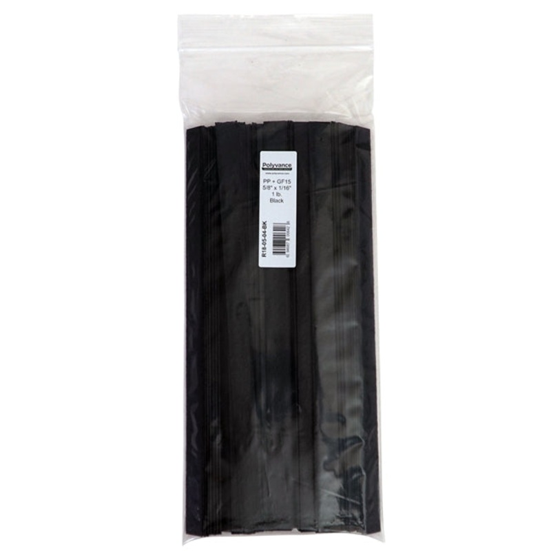 Polyvance R18-05-04-BK Black PP + 15% Glass Fiber Rod, 5/8×1/16, 1 lb.