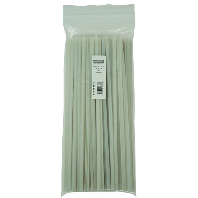 Polyvance R19-08-03-NT Natural HDPE + GF15 Plastic Corner Rod, 1/4×1/4, 1 lb.