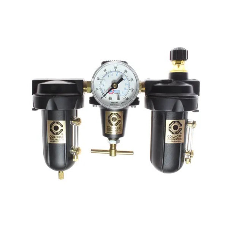 Coilhose Pneumatics 8884AAGHMD Heavy Duty Series Filter, Regulator, Lubricator, 1/2, Gauge, Metal Bowl, Automatic Drain, 0-200 psi