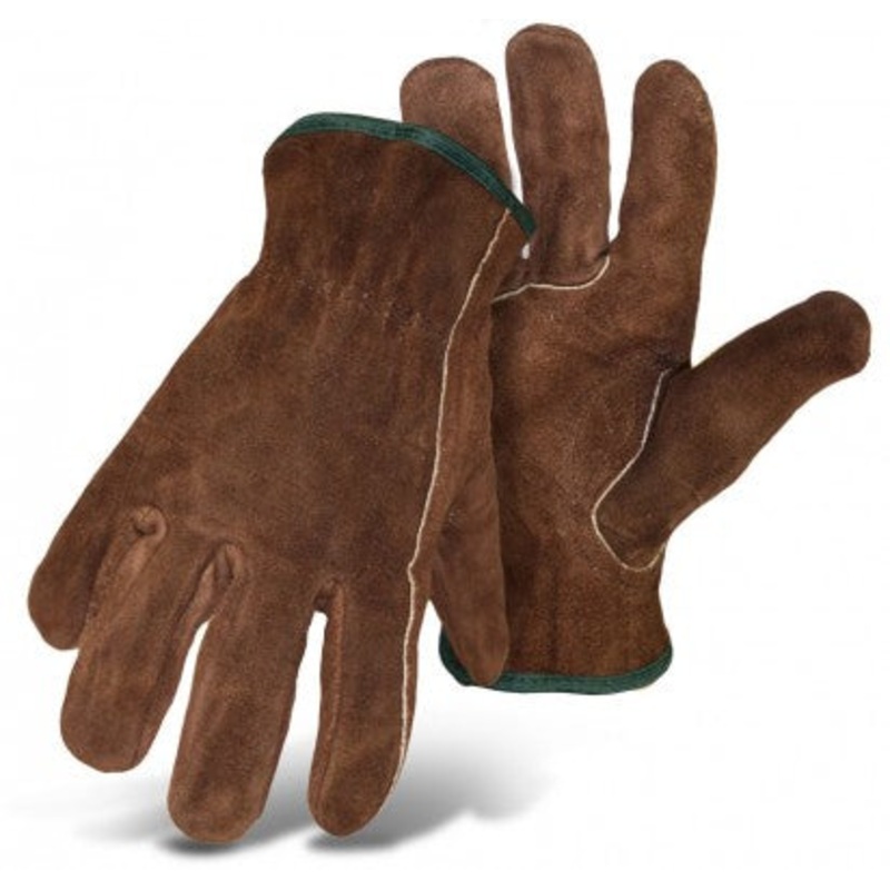 BOSS Split Cowhide Leather Driver Brown