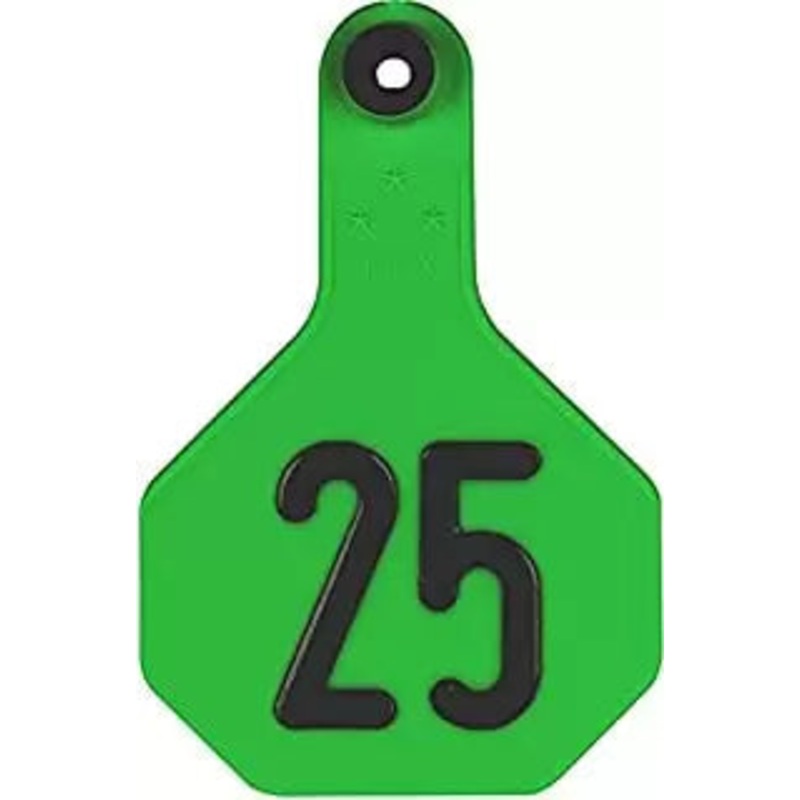 Y-Tex 3 Star Medium Cattle Id Ear Tags Green Numbered 1-25