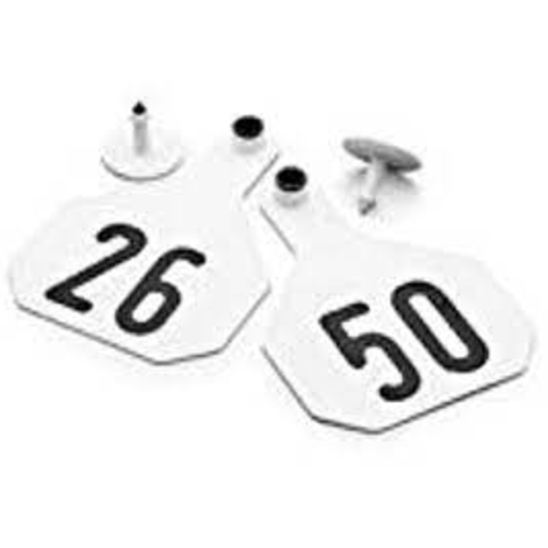 Y-Tex 3 Star Medium White Cattle ID Ear Tags Numbered 26-50
