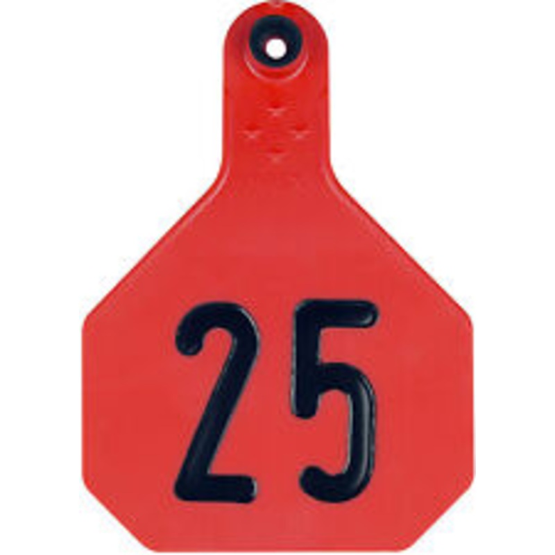 Y-Tex 4 Star Large Red Cattle Ear Tags Numbered 1-25