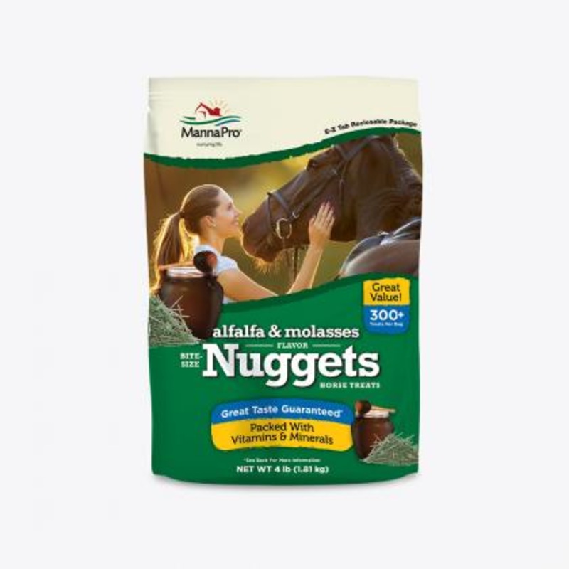 Manna Pro Bite-Size Nuggets|Apple 1 Lb|Peppermint 1 Lb|Peppermint 4 Lb|Carrot & Spice 4 Lb|Apple 4 Lb|Alfalfa Molasses 1 Lb|Butterscotch 4 Lb|Carrot & Spice 1 Lb|Alfalfa Molasses 4 Lb