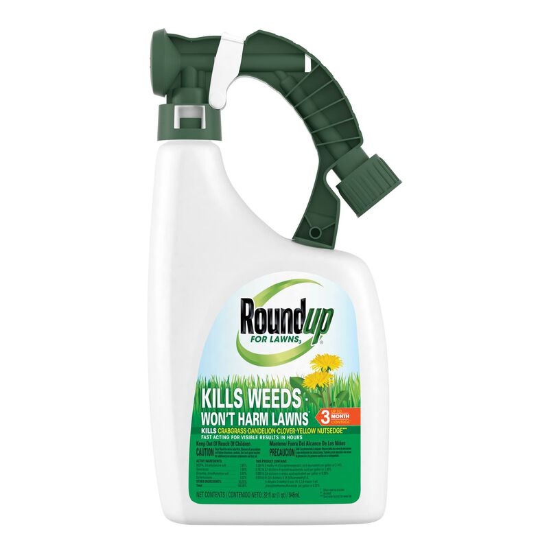 Roundup for Northern Lawns|32 Oz. RTU Spray|1.33 Gal RTU Extended Wand|1.33 Gal RTU with Extended Wand|32 Oz. Concentrate|1 Qt. Concentrate|1 Qt. RTU Spray