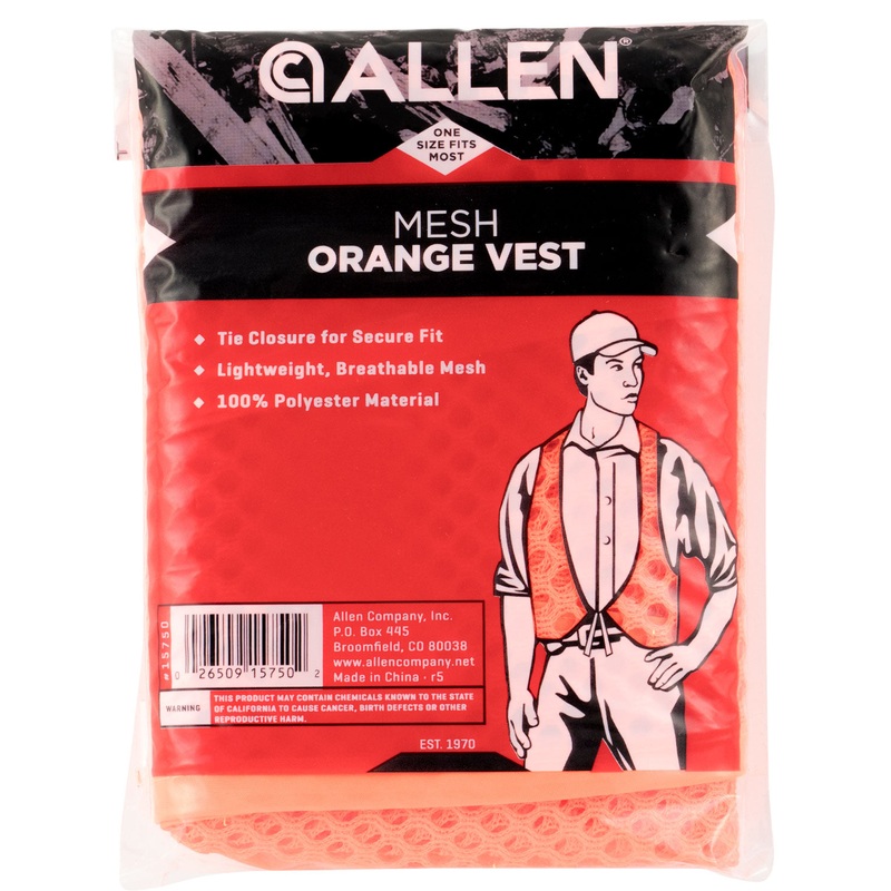 Allen 15750 Safety Vest  OSFA Orange Polyester Mesh