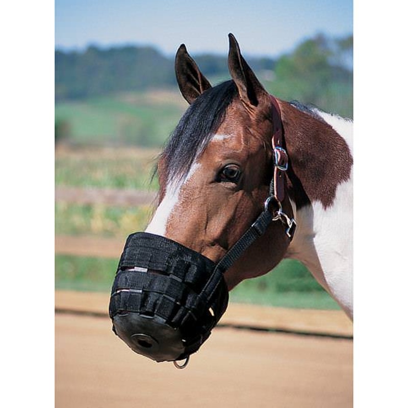 Weaver Leather Grazing Muzzle|Small: 5-1/2″ D x 6″ Diameter|Average: 6″ D x 7″ Diameter|Large: 7″ D x 8-1/2″ Diameter|Black