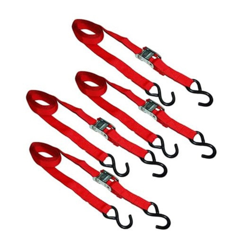 Ancra Cargo 1 x 6 S-Hook Cam Buckle Tie-Downs, 4 Pack Blister