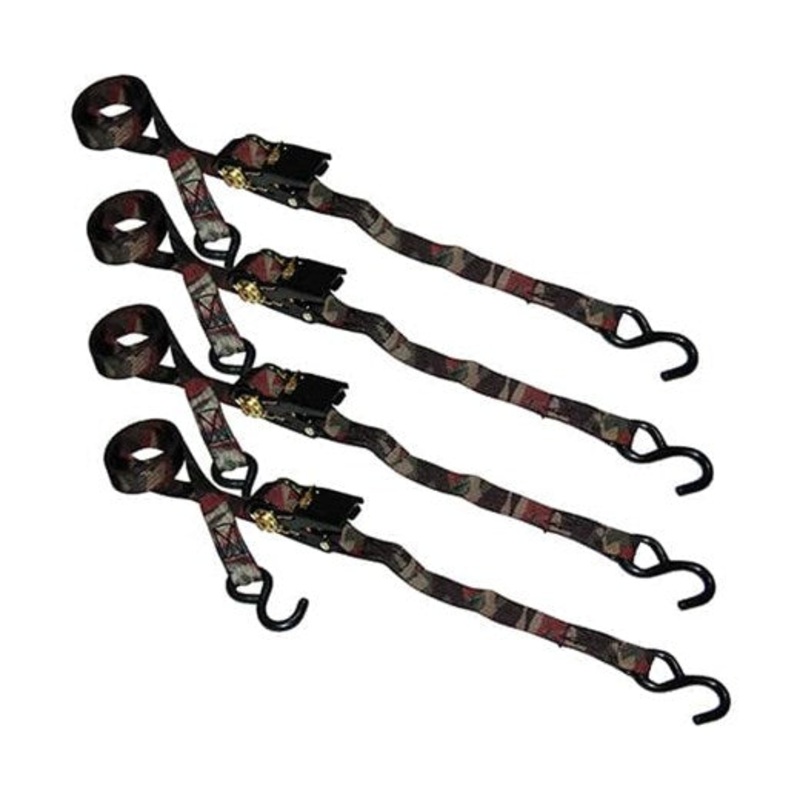 Ancra Cargo 1 x 8 S-Hook Ratchet Tie-Down, Camo Style, 4 Pack