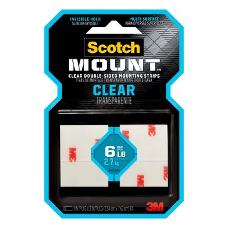 3M Scotch-Mount Clear Double-Sided Mounting Strips 1 x 125