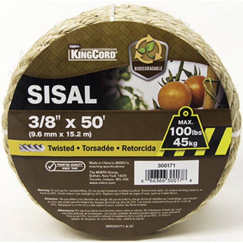 SISAL TWISTED 3/8IN X 50 FT NATURAL