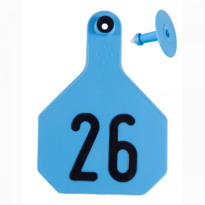 Y-Tex Large 4 Star Cattle Ear Tags Blue Numbered 26-50