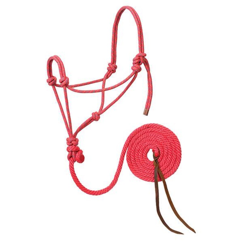 Weaver Leather Diamond Braid Rope Halter And Lead Pink/Gold/Turquoise 1/2 x 10′