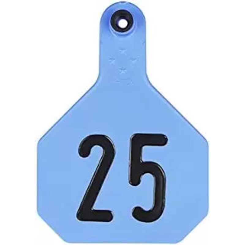 Y-Tex Large 4 Star Cattle Ear Tags Blue Numbered 1-25
