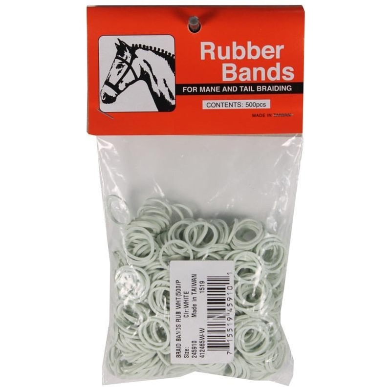 RUBBER HORSE BRAID BANDS|5 INCH/500 PACK|WHITE